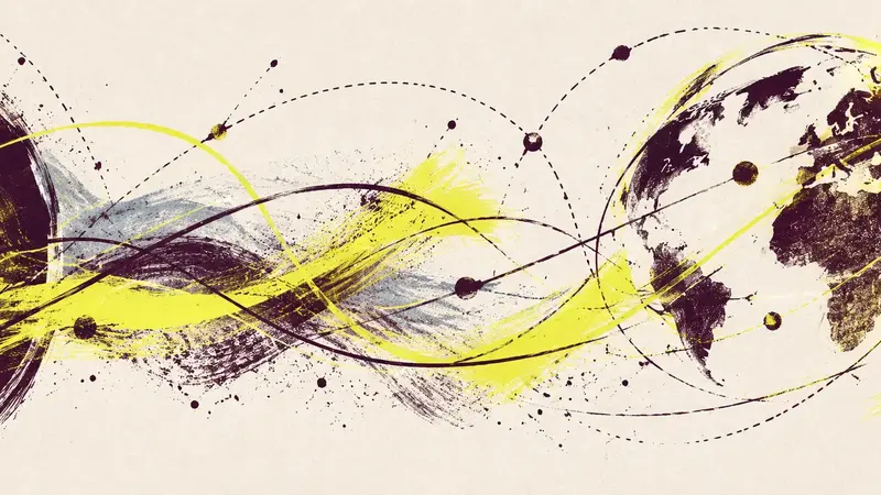 Abstract OTUT artwork about creative routes crossing borders