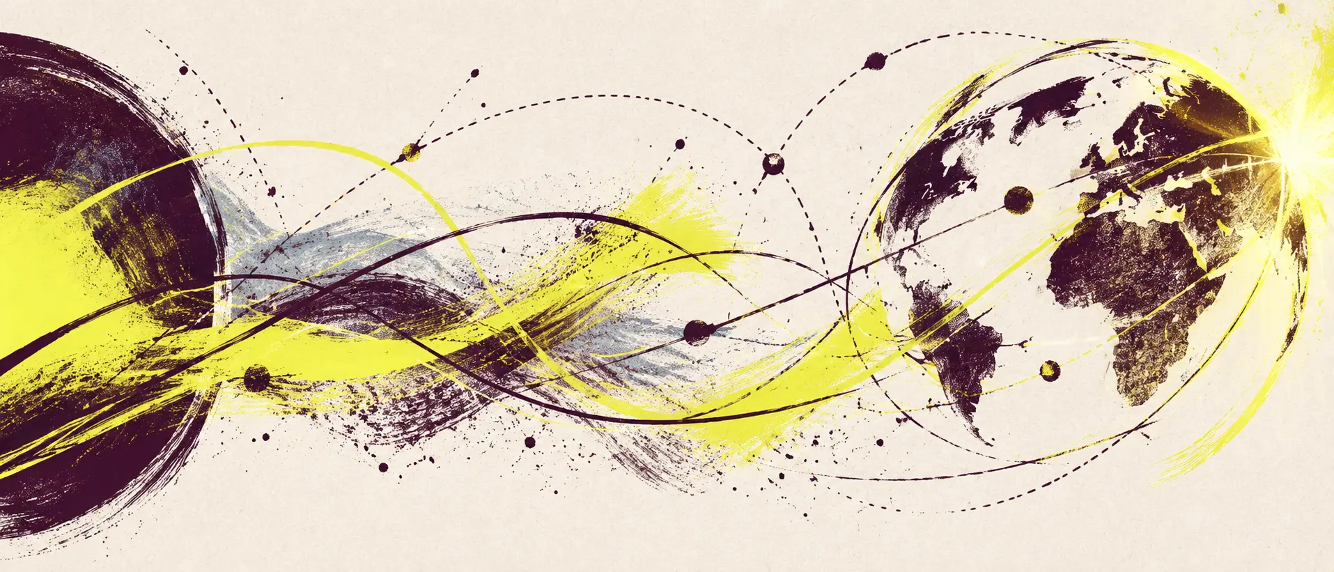 Abstract OTUT artwork about creative routes crossing borders